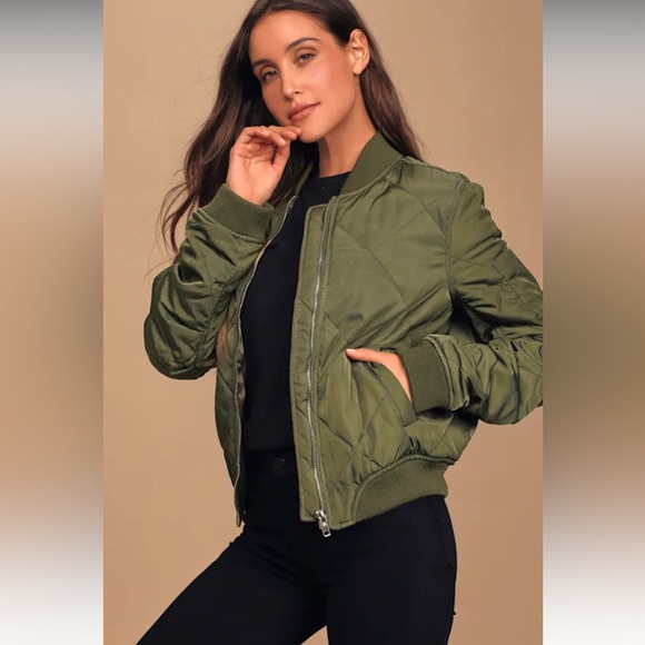 Lulus Style Expedition Olive Green Quilted Bomber Jacket - Picture 10 of 11